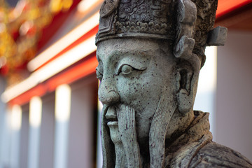 A beautiful view of Wat Pho buddhist temple in Bangkok, Thailand.