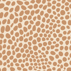 Abstract modern animal seamless pattern.  Brown ornament on beige background. Decorative vector stock illustration for posters, card, postcard, fabric, textile. Ornament of stylized skin.