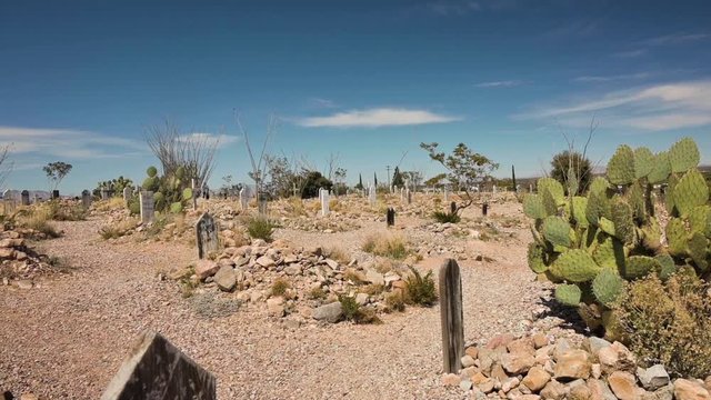 Sunny Day At The Boothill Graveyard, An Old Historic Cemetery And Tourist Attraction In Tombstone, Arizona. - panning shot