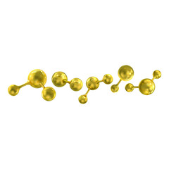 Set of molecules golden color. Vector 3d illustration isolated on white background.
