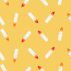 ロウソク　シームレスパターン　黄色B
