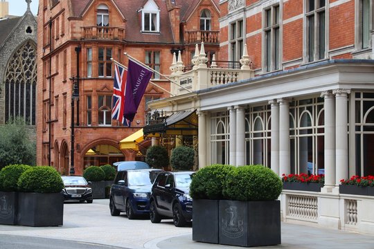 LONDON, UK - JULY 15, 2019: Connaught Hotel Five Star Luxury Hotel In Mayfair District, London. There Are 45,000 Hotels In The UK.