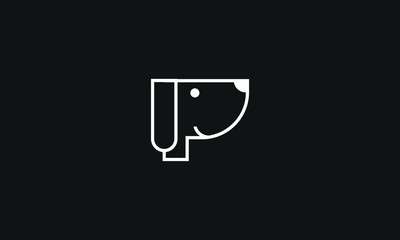 Alphabet P letter mark dog sign icon vector logo template