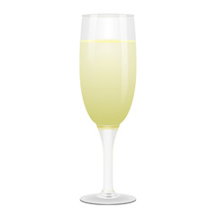 Glass glass filled with white wine isolated on a white background.