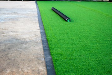 Artificial turf soccer field construction - Athens, Greece, March 2020.