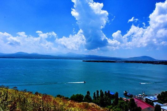 sevan lake armenia nature sea blue sky