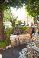 A beautiful view of Wat Pho buddhist temple in Bangkok, Thailand.