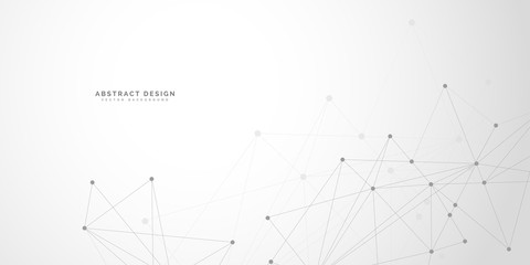 Abstract polygonal background with connecting dots and lines.Molecular structure with particles.  Vector technology background.Global network connection. 