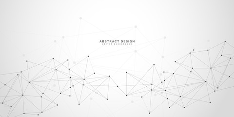Abstract polygonal background with connecting dots and lines.Molecular structure with particles.  Vector technology background.Global network connection. 