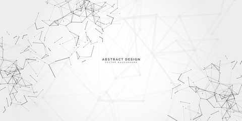 Abstract polygonal background with connecting dots and lines.Molecular structure with particles.  Vector technology background.Global network connection. 