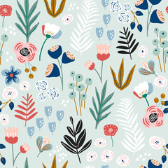 Seamless floral pattern. Blooming flower texture. Great for fabric, textile vector illustration.