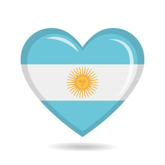 Argentina national flag in heart shape vector illustration