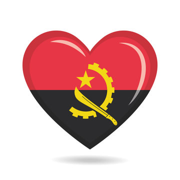recommend clip art: Angola national flag in heart shape vector illustration