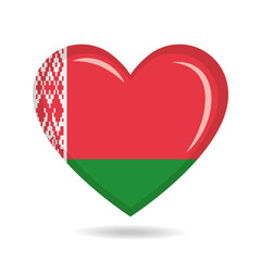 Belarus national flag in heart shape vector illustration