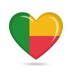 Benin national flag in heart shape vector illustration
