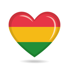 Bolivia national flag in heart shape vector illustration