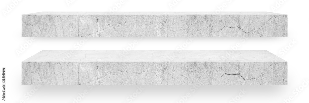 Poster 2 cement shelves in different levels are a classic loft-style suitable for placing products, goods a