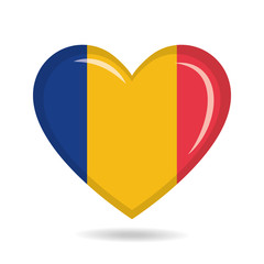 Chad national flag in heart shape vector illustration