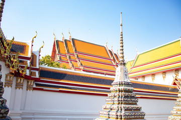 A beautiful view of Wat Pho buddhist temple in Bangkok, Thailand.