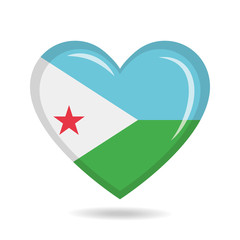 Djibouti national flag in heart shape vector illustration