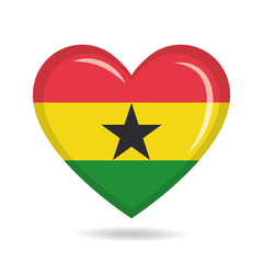 Ghana national flag in heart shape vector illustration