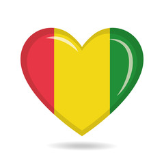Guinea national flag in heart shape vector illustration