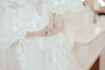  wedding lace dress with a bow