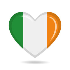 Ireland national flag in heart shape vector illustration