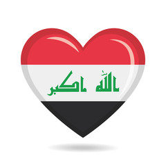 Iraq national flag in heart shape vector illustration