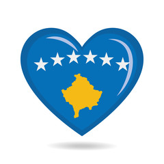 Kosovo national flag in heart shape vector illustration