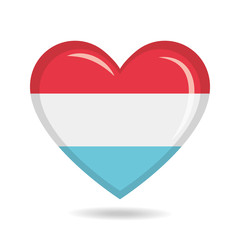 Luxembourg national flag in heart shape vector illustration