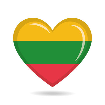 recommend clip art: Lithuania national flag in heart shape vector illustration