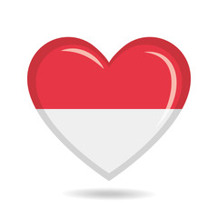 Monaco national flag in heart shape vector illustration
