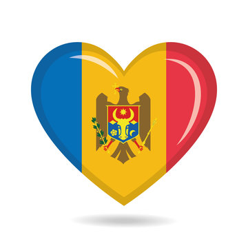 recommend clip art: Moldova national flag in heart shape vector illustration