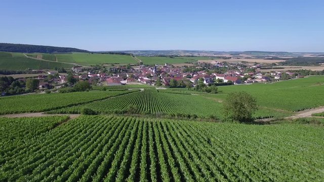 Aerial view of Celles sur Ource, located in the Cote des Bar area of the Aube department