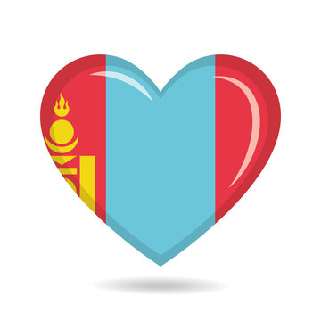 recommend clip art: Mongolia national flag in heart shape vector illustration