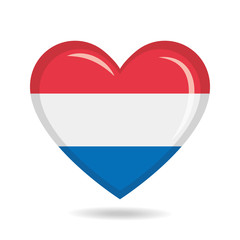 Netherlands national flag in heart shape vector illustration
