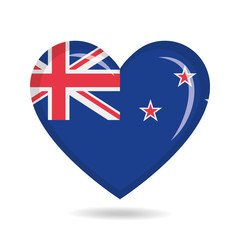 New Zealand national flag in heart shape vector illustration