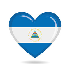 Nicaragua national flag in heart shape vector illustration