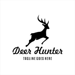 Logo Hunting and Objects Vector Design Elements Vintage Style, deer hunter emblem logo design vector