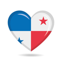 Panama national flag in heart shape vector illustration