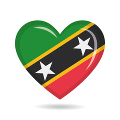 Saint Kitts and Nevis national flag in heart shape vector illustration