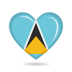 Saint Lucia national flag in heart shape vector illustration