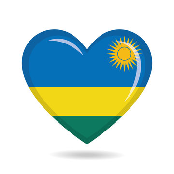 recommend clip art: Rwanda national flag in heart shape vector illustration