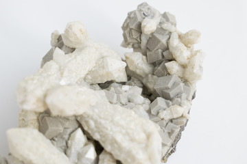 Natural Stone. Grey crystal. Close up photo.
