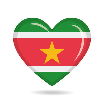recommend clip art: Suriname national flag in heart shape vector illustration