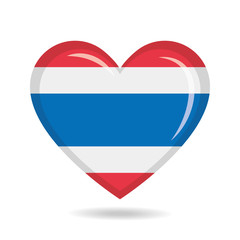 Thailand national flag in heart shape vector illustration
