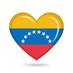 Venezuela national flag in heart shape vector illustration