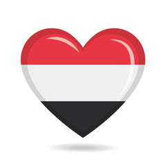 Yemen national flag in heart shape vector illustration