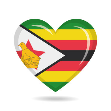 recommend clip art: Zimbabwe national flag in heart shape vector illustration